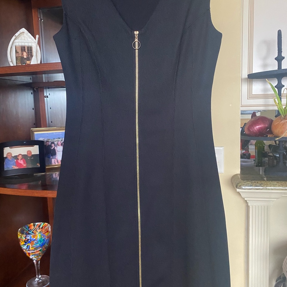 INC International Concepts Black Midi Dress with Gold Accent